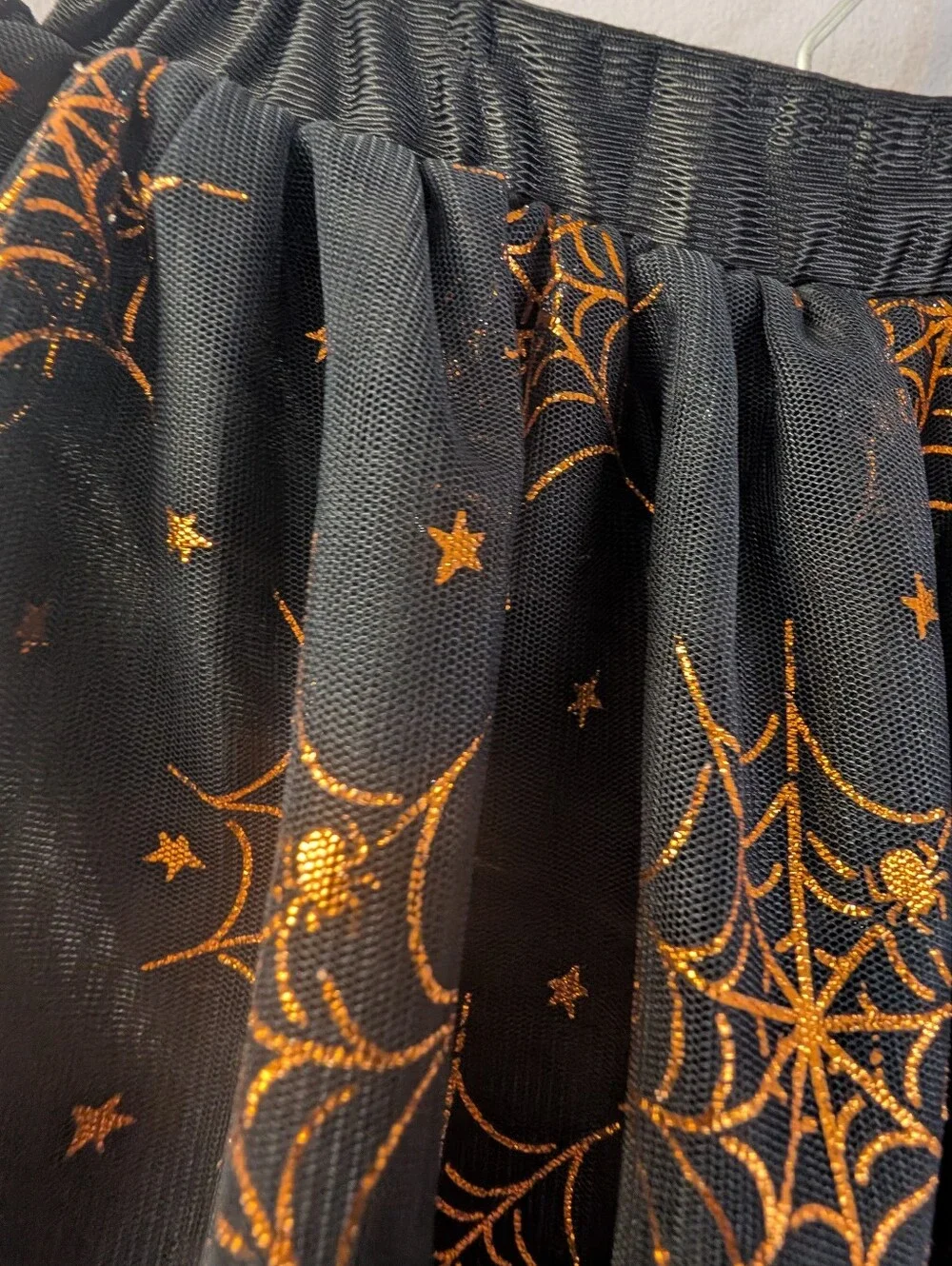 Wonder Nation Kids Black W/Orange Halloween Spiderweb Star Tulle Skirt- Sz 6-6X​